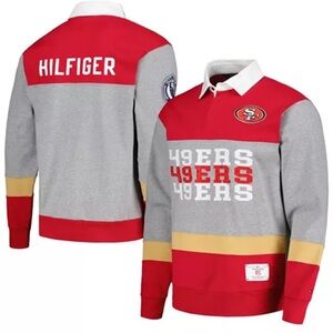 NWT Men's Scarlet San Francisco 49ers Oversized Rugby Long Sleeve Polo Shirt L